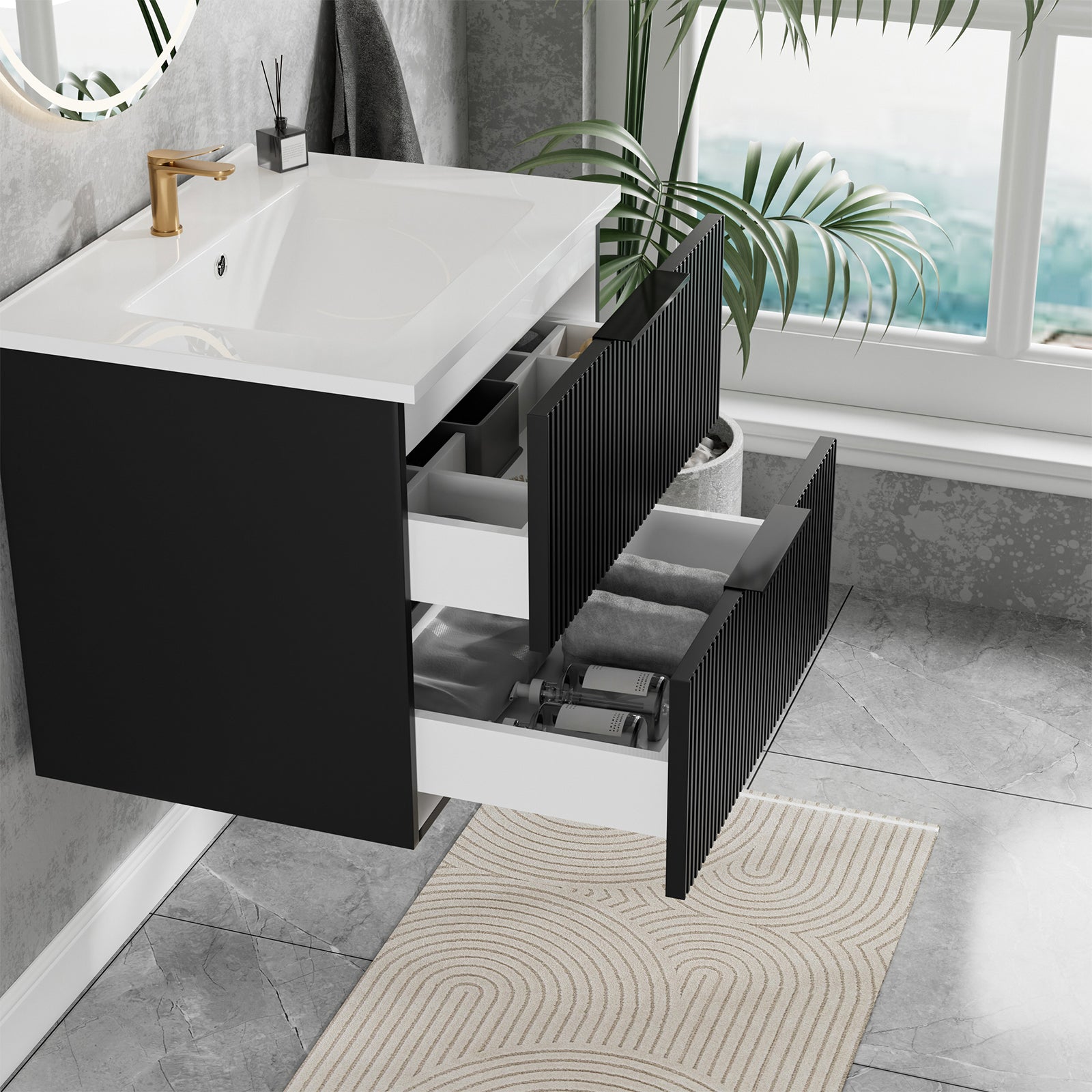 24 Inch Bathroom Vanity Cabinet With Ceramic Sink