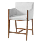 24'' Seat Height Upholstered Counter Stools with Arms for Kitchen Island/Dining Room, Set of 2