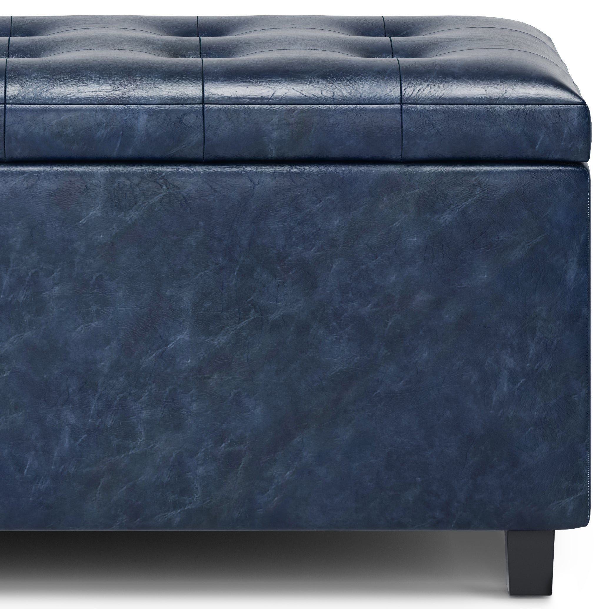Cosmopolitan 34 Inch Wide Storage Ottoman in Denim