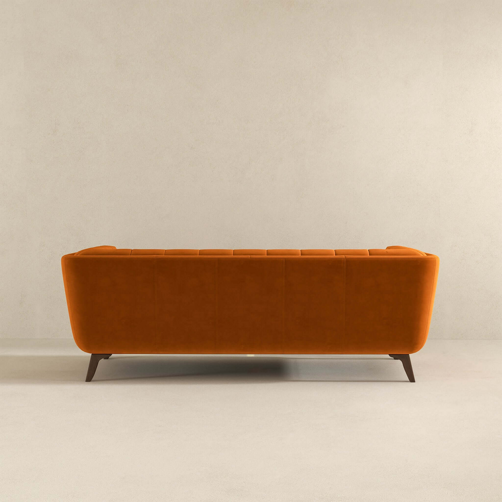 Addison Mid-Century Modern Velvet Sofa in Burnt-Orange