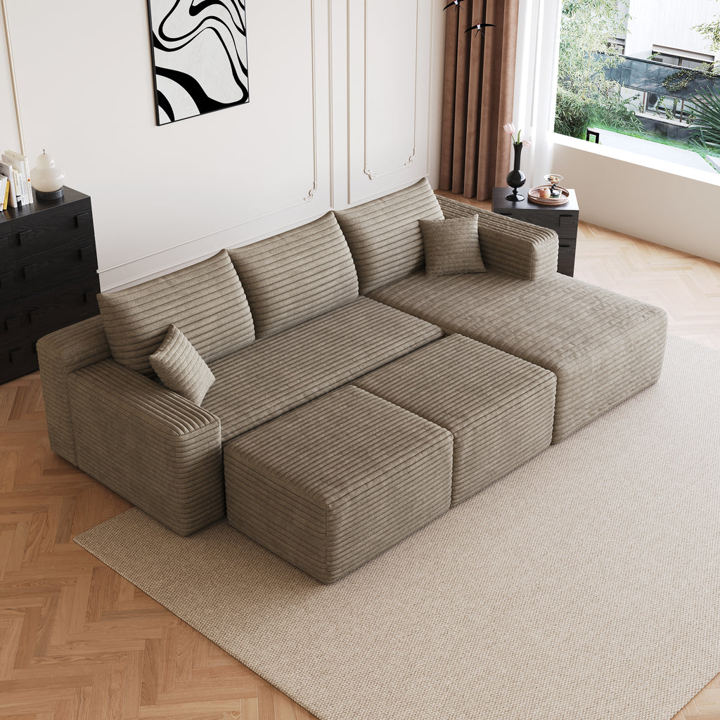 95" Cloud Sectional Sofa with Two Ottomans