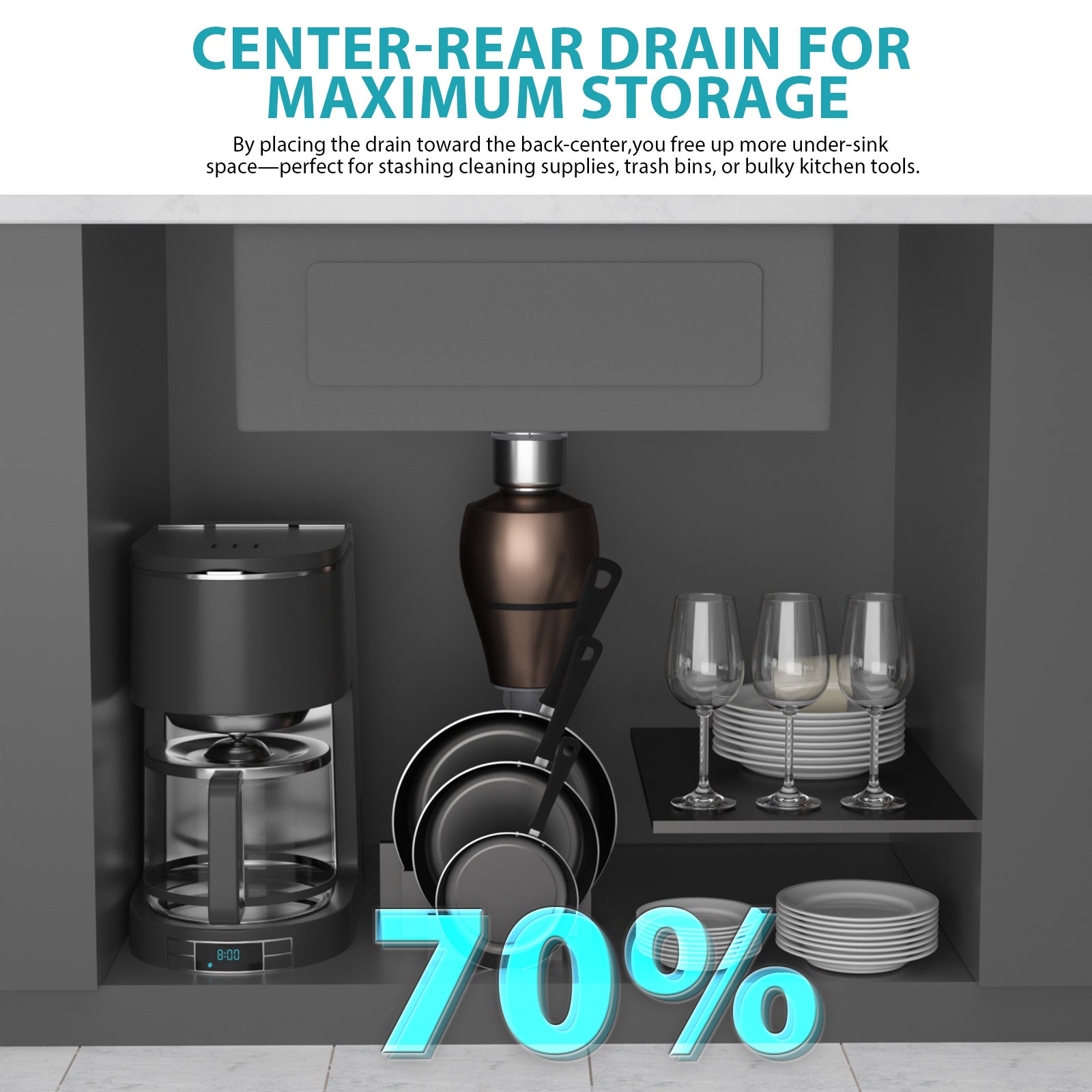 26 Inch Undermount Stainless Steel Kitchen Sink