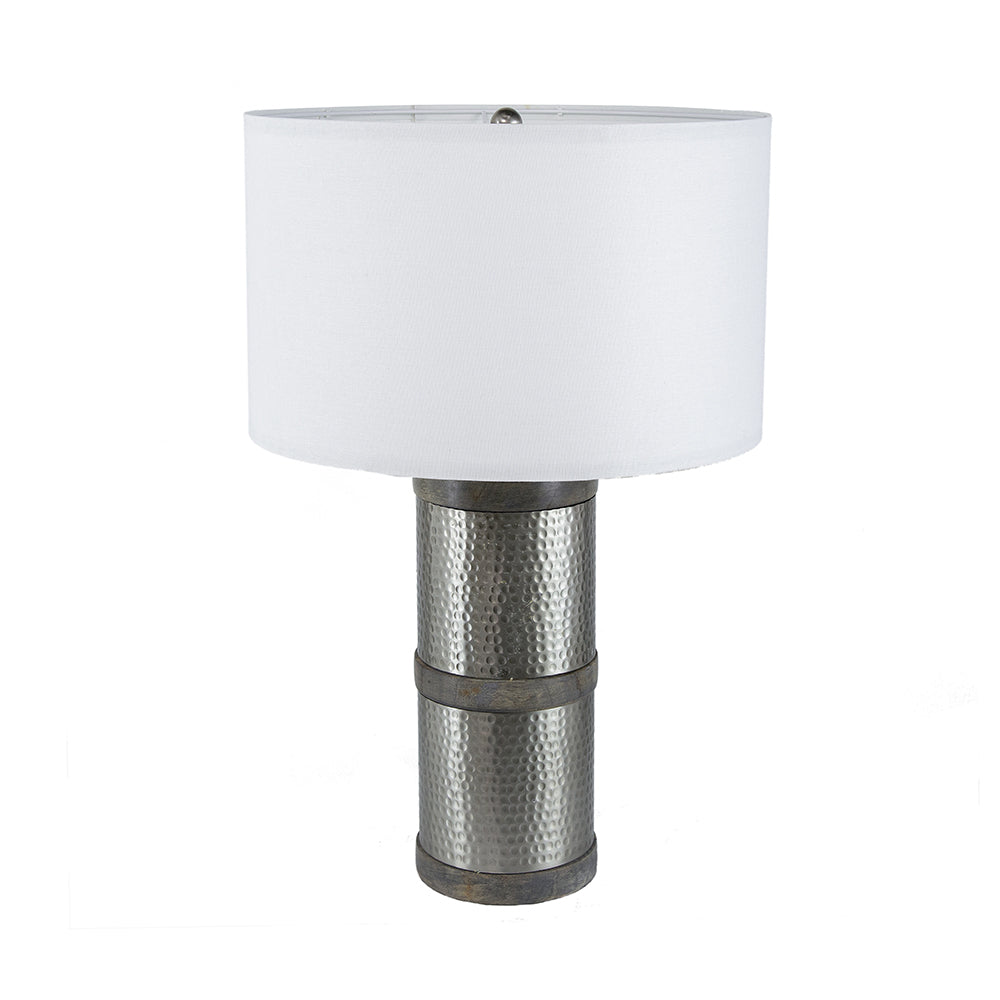 Hammered Iron Table Lamp with Mango Wood