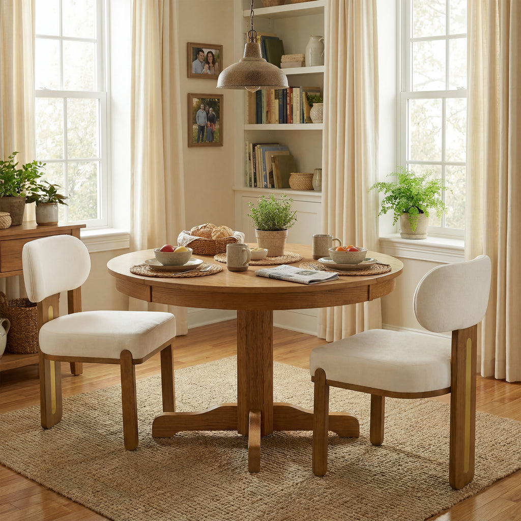 Modern Minimalist Round Upholstered Dining Chair Set of 2