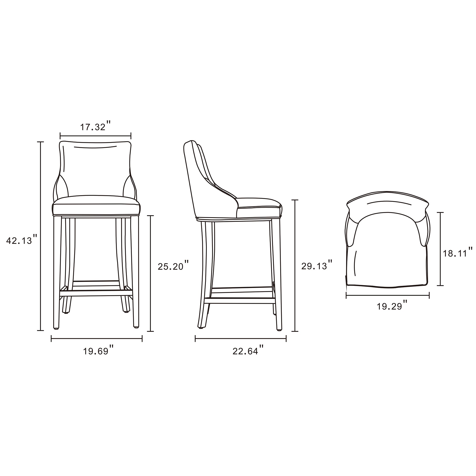 Shubert Wood Upholstered Barstool in Dark