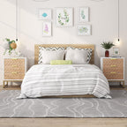 Set of 2 Modern Nightstands with 3 Drawers