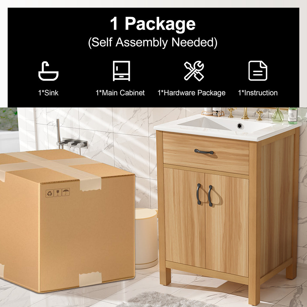 24" Bathroom Vanity With Solid Wood Frame