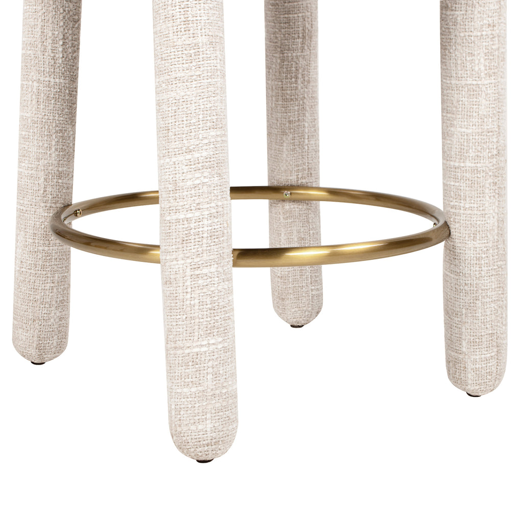 Penny 26.5" Round Arched Upholstered Counter Stool, Set of 2, Travertine