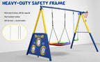 5-in-1 Kids Swing Set with Saucer Swing, Belt Swing, Basketball Hoop & Soccer Goal
