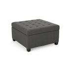 Upholstered Tufted Fabric Storage Ottoman