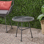 Orlando Outdoor Glass Top Faux Rattan Side Table