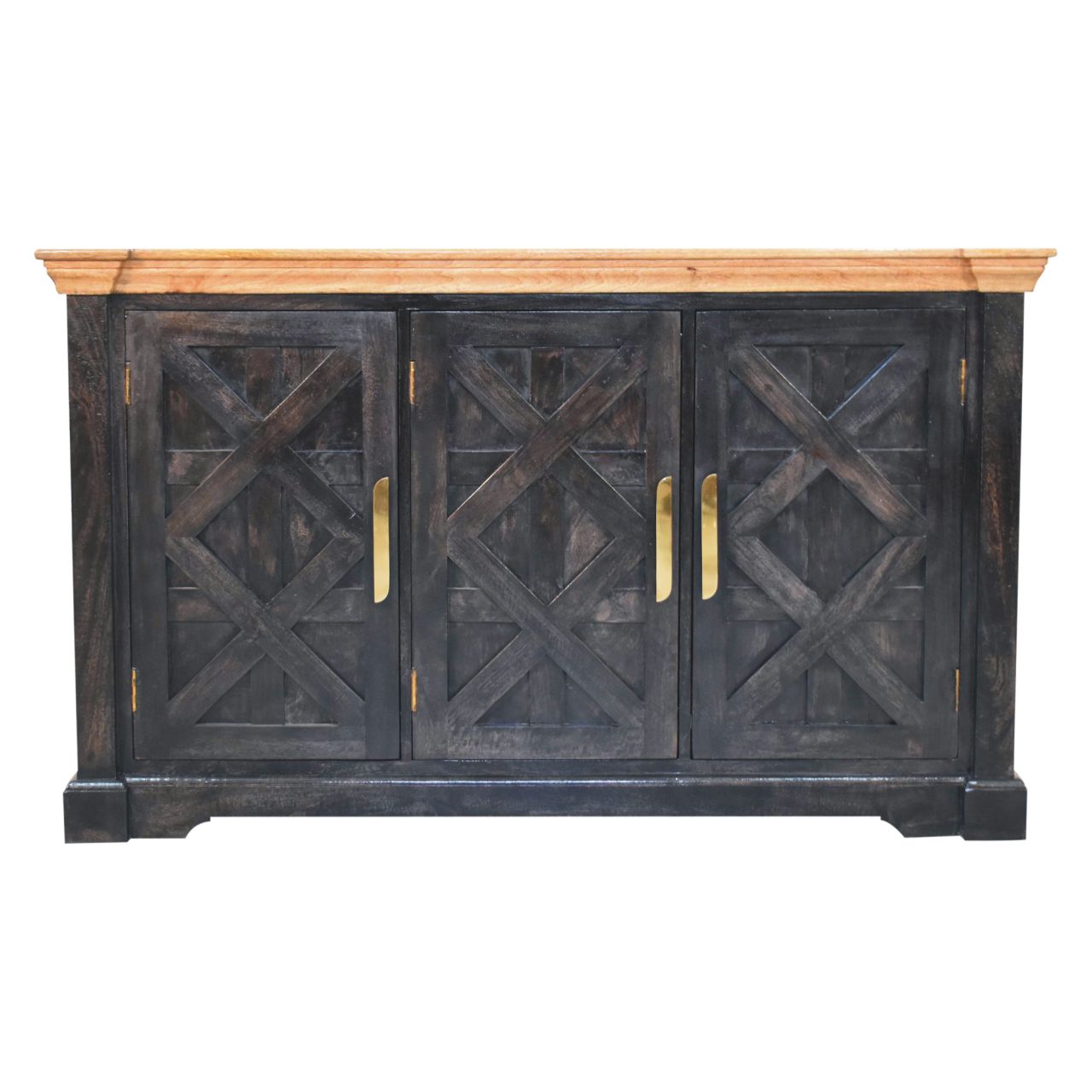 Solid Wood Regal Rustic Sideboard, 6 Compartments