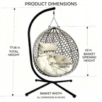 Foldable Hanging Egg Chair with Stand, HDPE Rattan Wicker