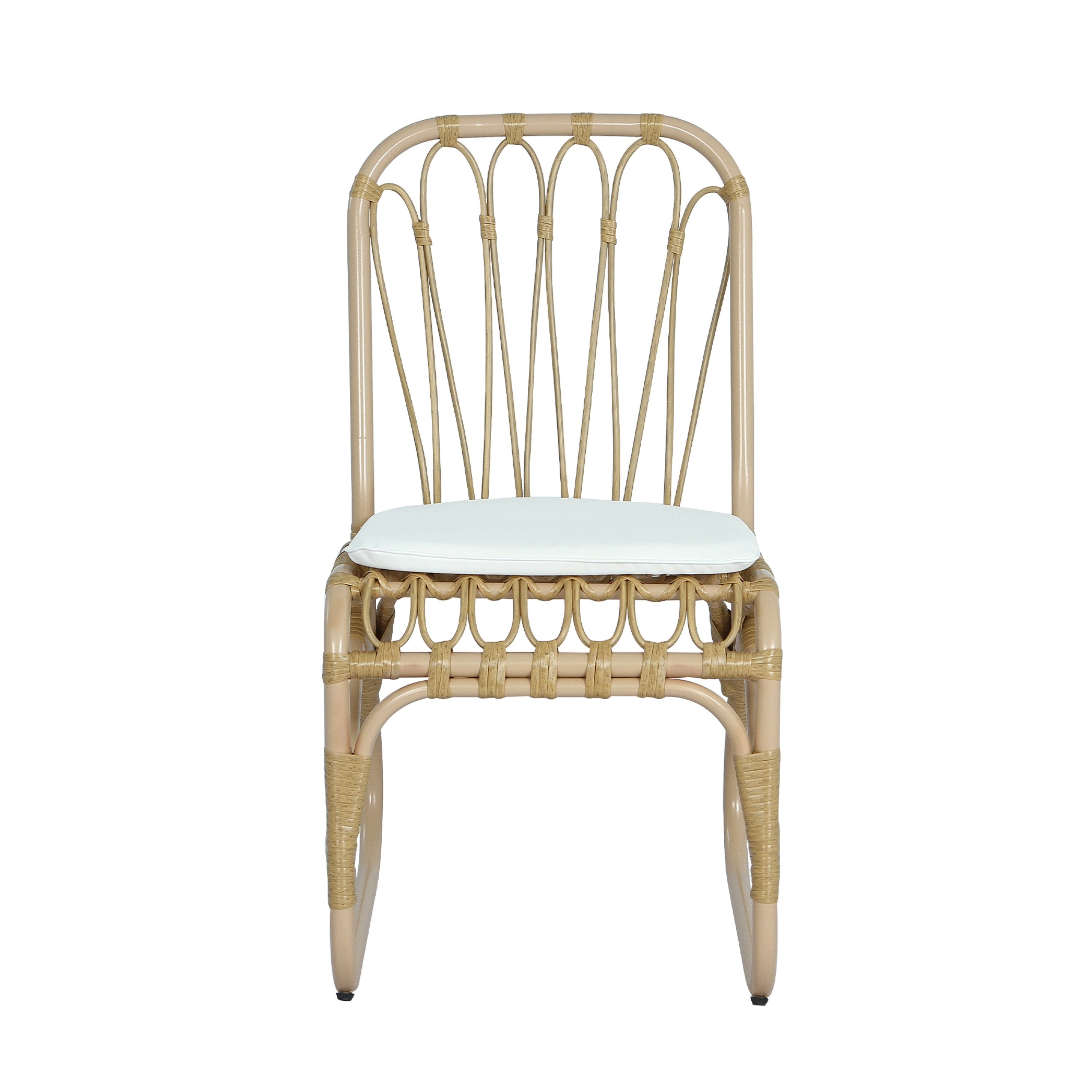 5 PCS Outdoor Dining Set for 4 with Acacia Wood Top & Rattan Chairs