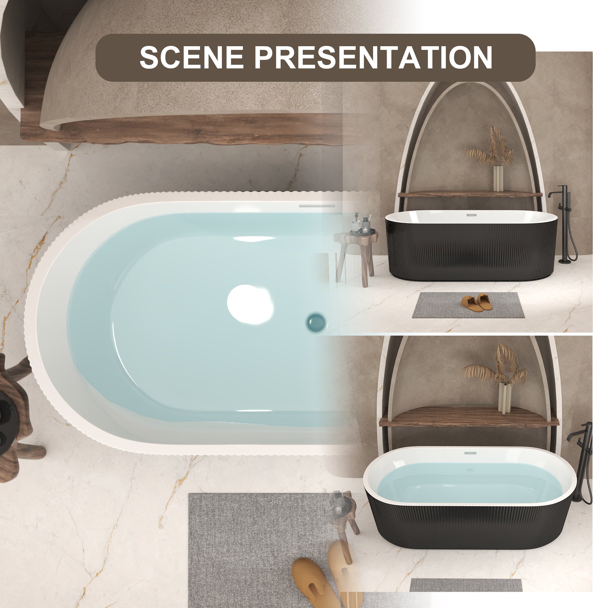 67" Linear Acrylic Freestanding Bathtub