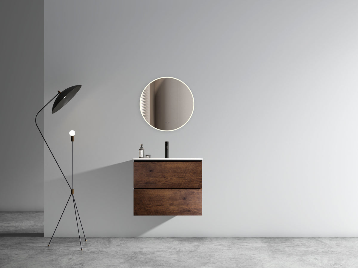 TIA 24-Inch Wall Mounted Bathroom Vanity, Walnut