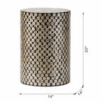 D14x20" Cylindrical Garden Capiz Stool, Accent Side Table, Black/Gold