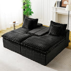 Black Turtle Velvet Double Chaise Lounge