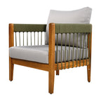 Set of 2 Acacia Wood Outdoor Club Chair with Handwoven Rope Accents