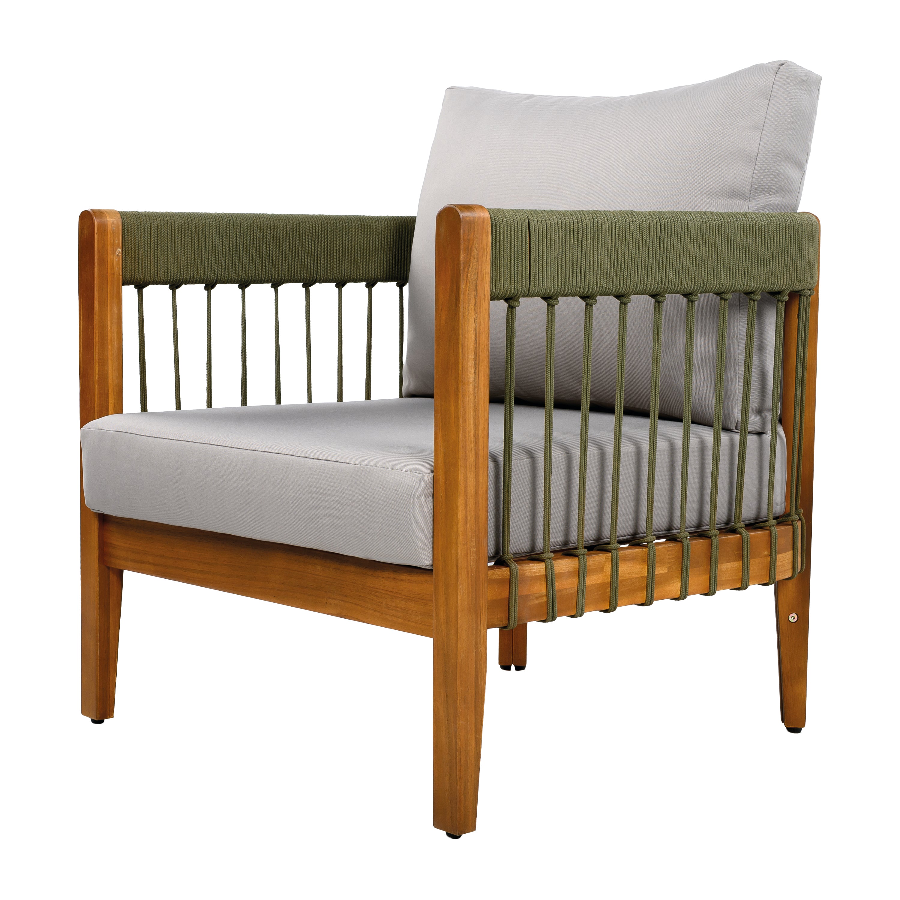 Set of 2 Acacia Wood Outdoor Club Chair with Handwoven Rope Accents