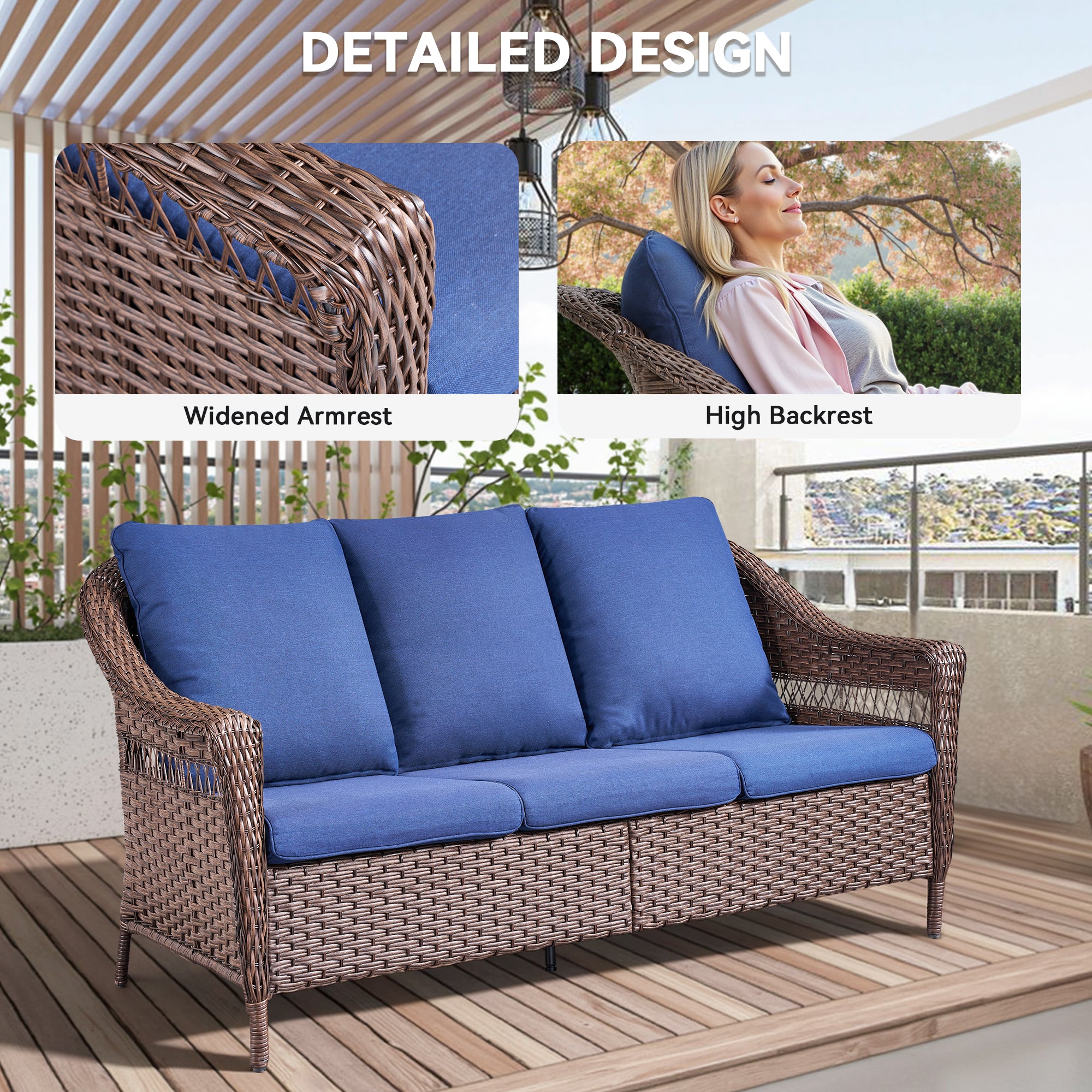 67.3" Outdoor Wicker Patio Sofa