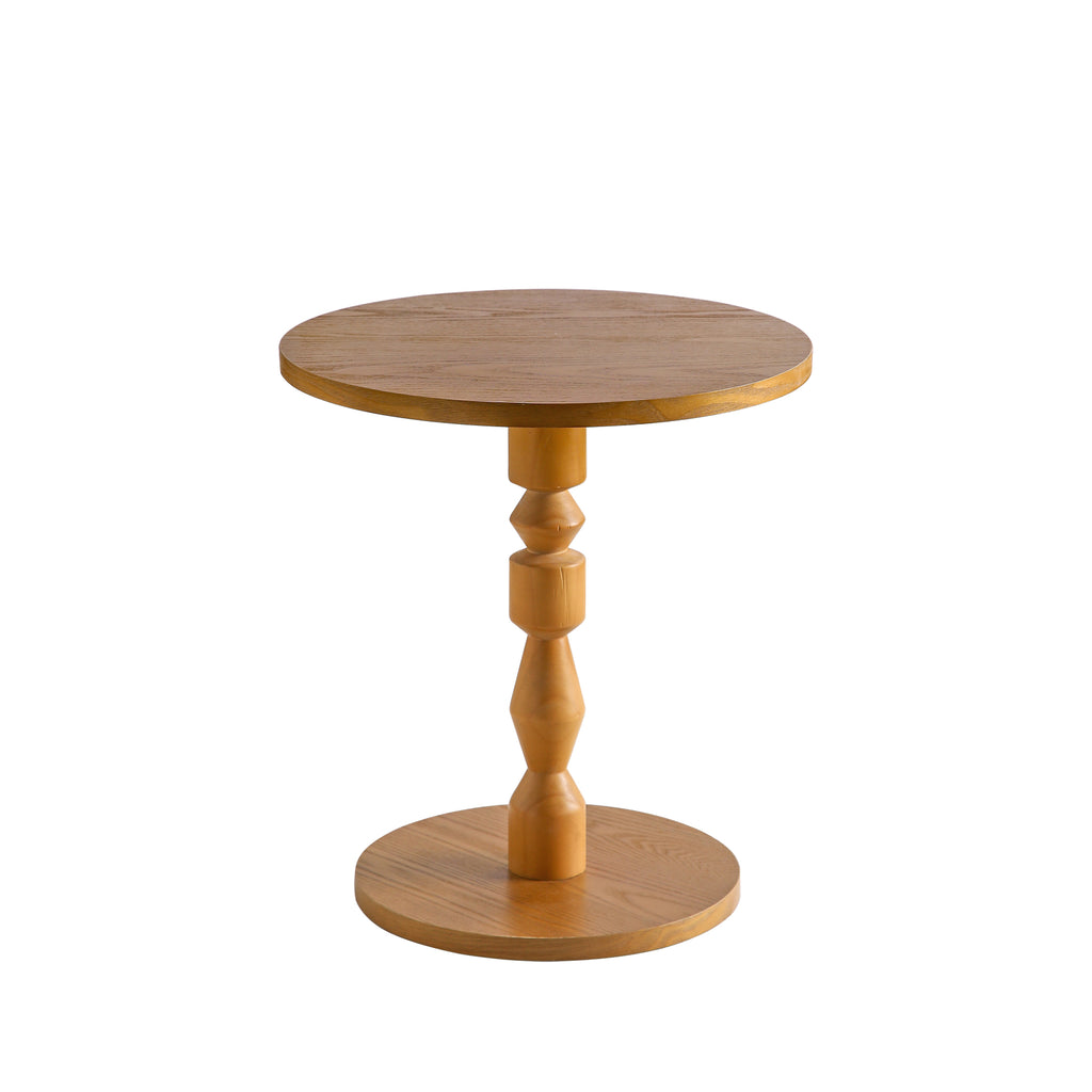 Round Side Table with MDF Tabletop and Solid Wood Legs