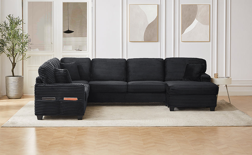 Sectional Sofa U-shaped Sectional with Movable Ottoman