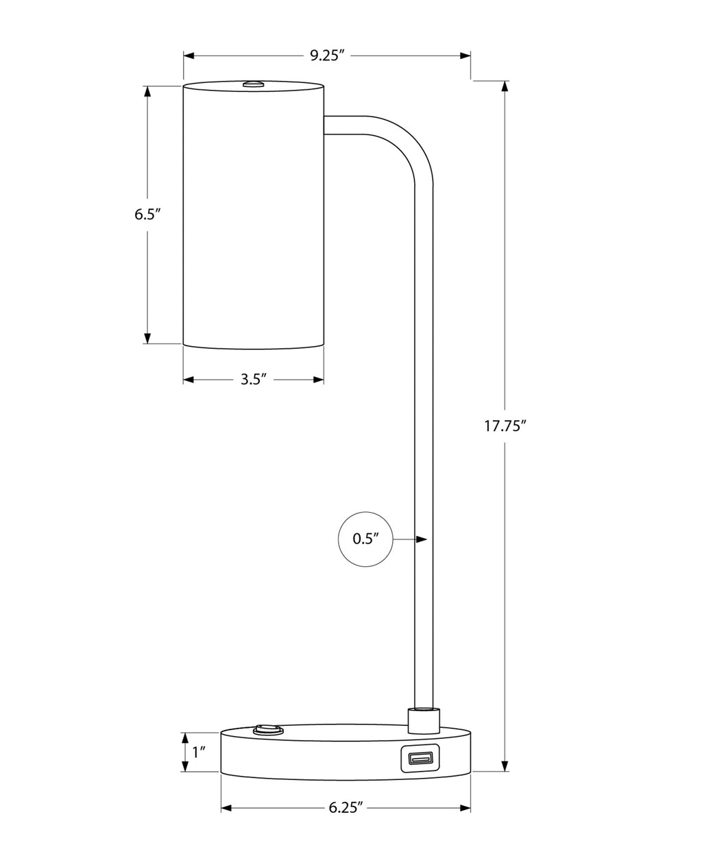 18" Table Lamp with USB Port