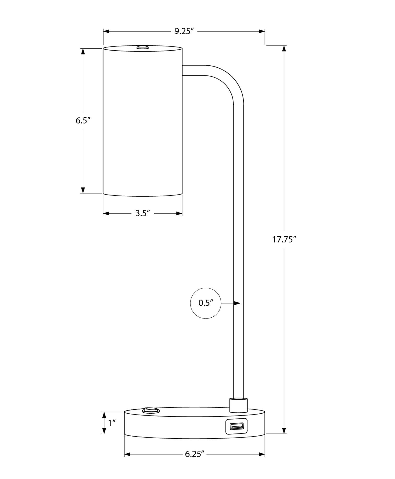 18" Table Lamp with USB Port
