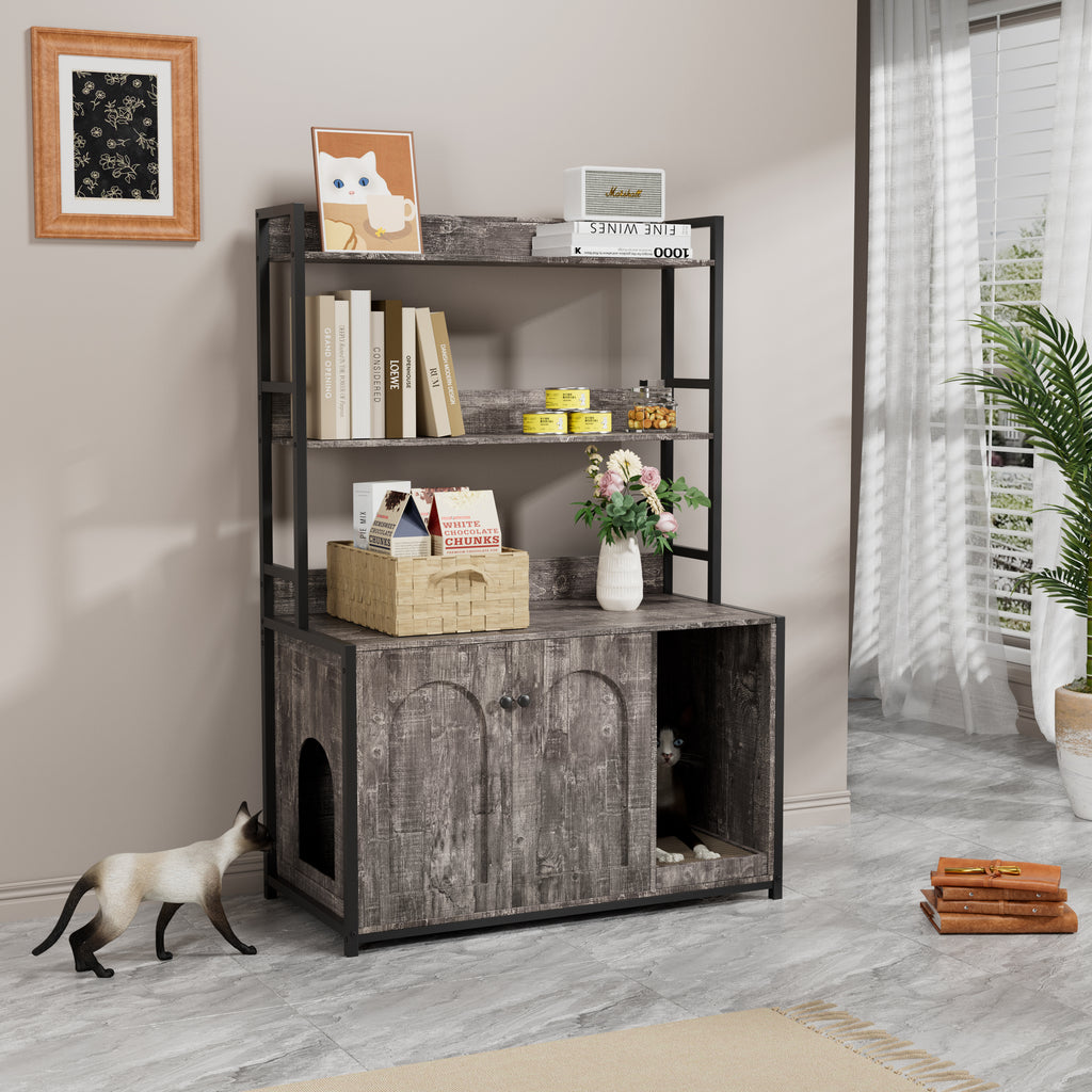 Large Cat Litter Box Enclosure With Shelf Storage