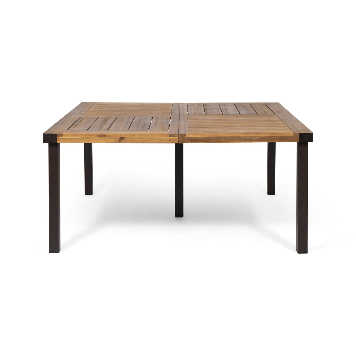 9-Piece Outdoor Patio Dining Set, 64" Square Acacia Wood Table with 8 Armchairs, Teak