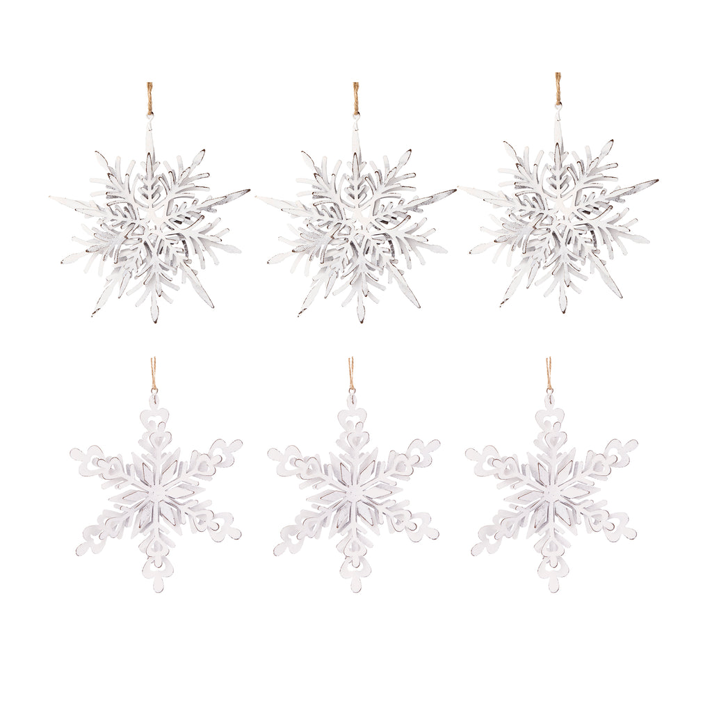 Set of 6 Iron Snowflake Hanger Christmas Tree Ornaments