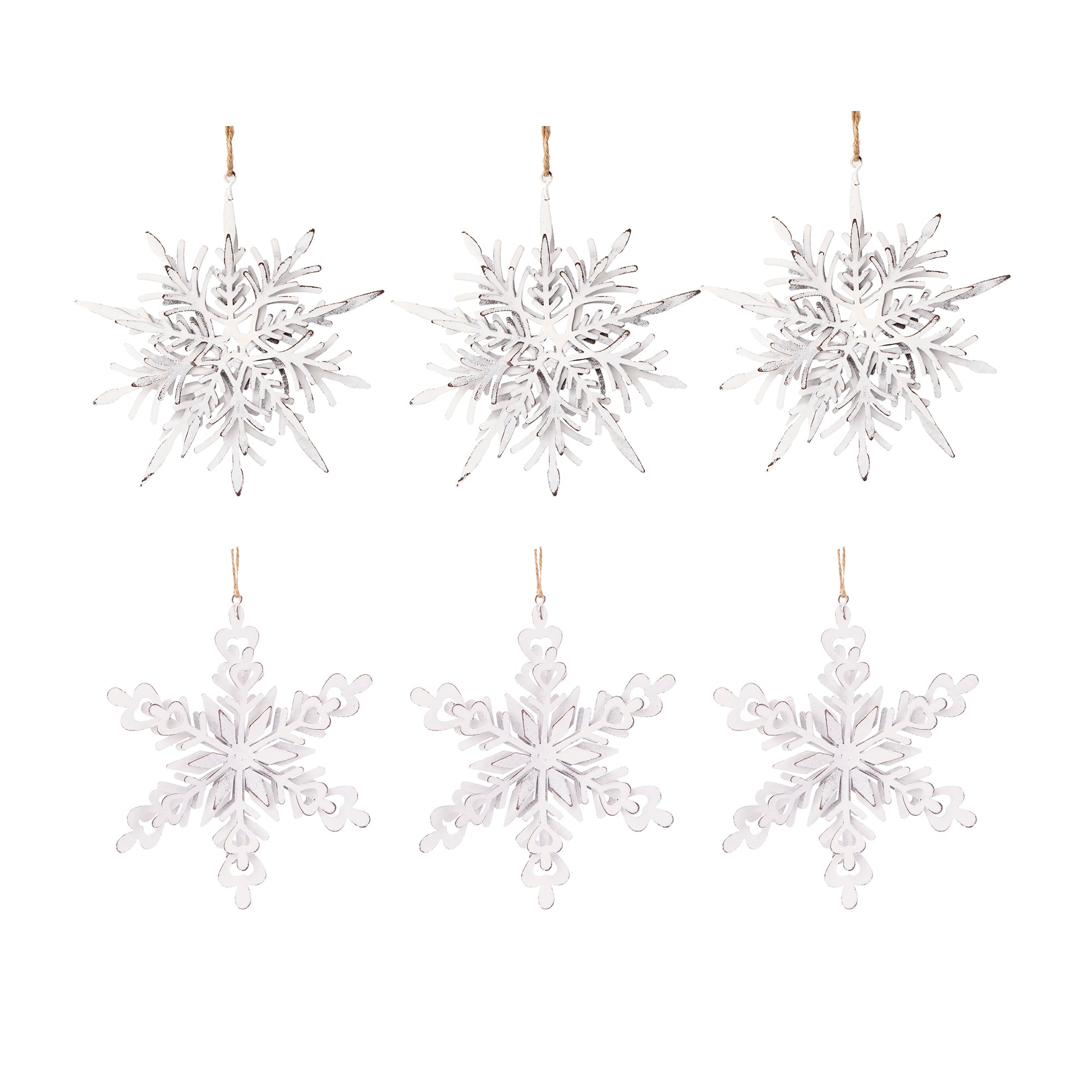 Set of 6 Iron Snowflake Hanger Christmas Tree Ornaments