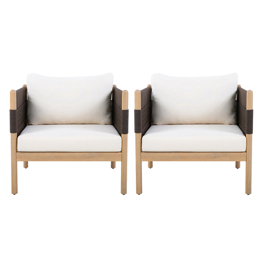 Outdoor Acacia Club Chairs (Set of 2) with Diamond-Pattern