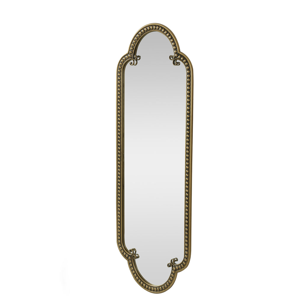 Scalloped Oval Wall Mirror, Vintage, Antique Gold, 19.68 x 53.14 Inches