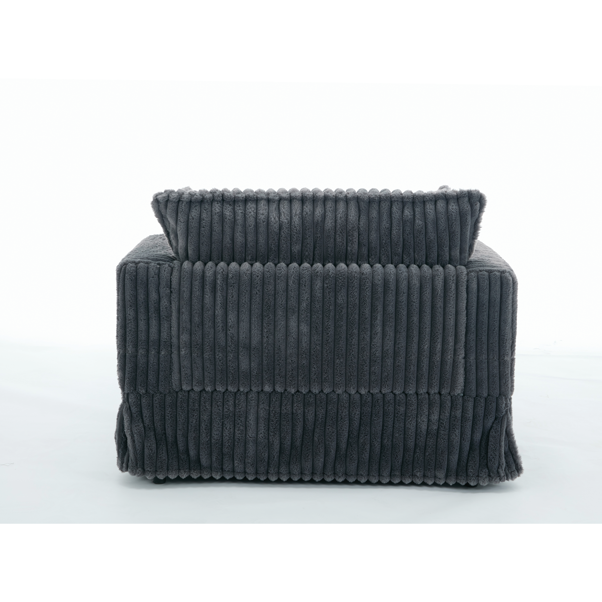 Oversized Corduroy Chaise Lounge with Ottoman in Dark Gray