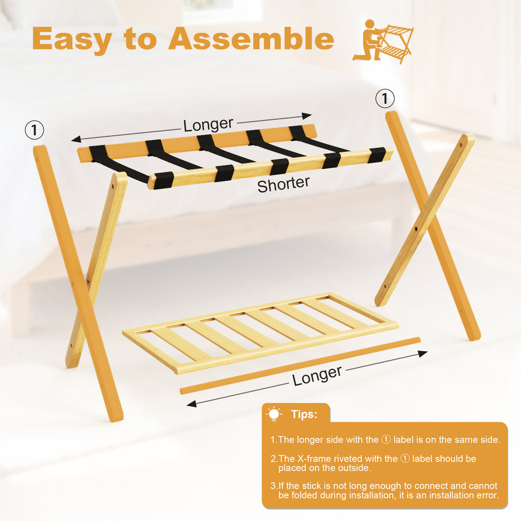 Folding Bamboo Luggage Rack 29×28×3 Inch