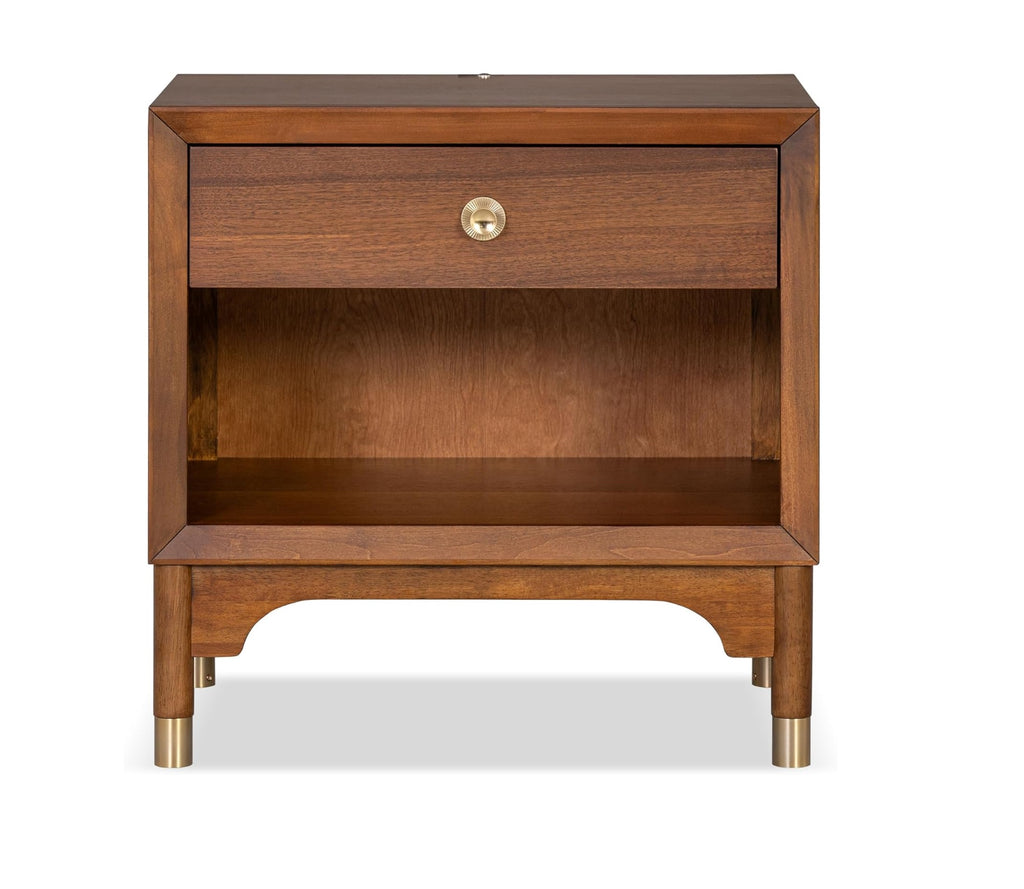 Mid Century Modern Style 1pc Nightstand English Dovetail Drawer USB Port