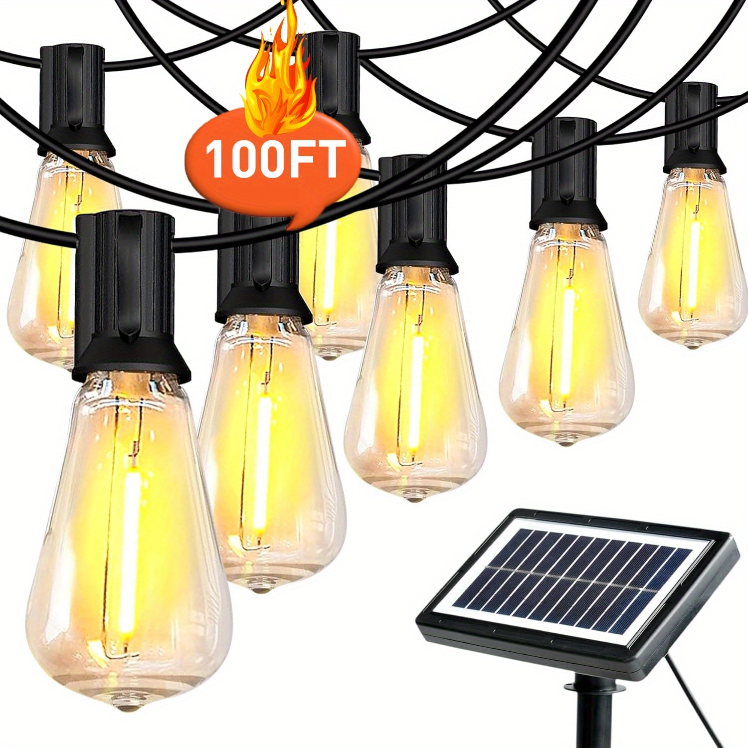 100FT Solar String Lights Outdoor – Waterproof LED Globe Lights for Patio & Garden