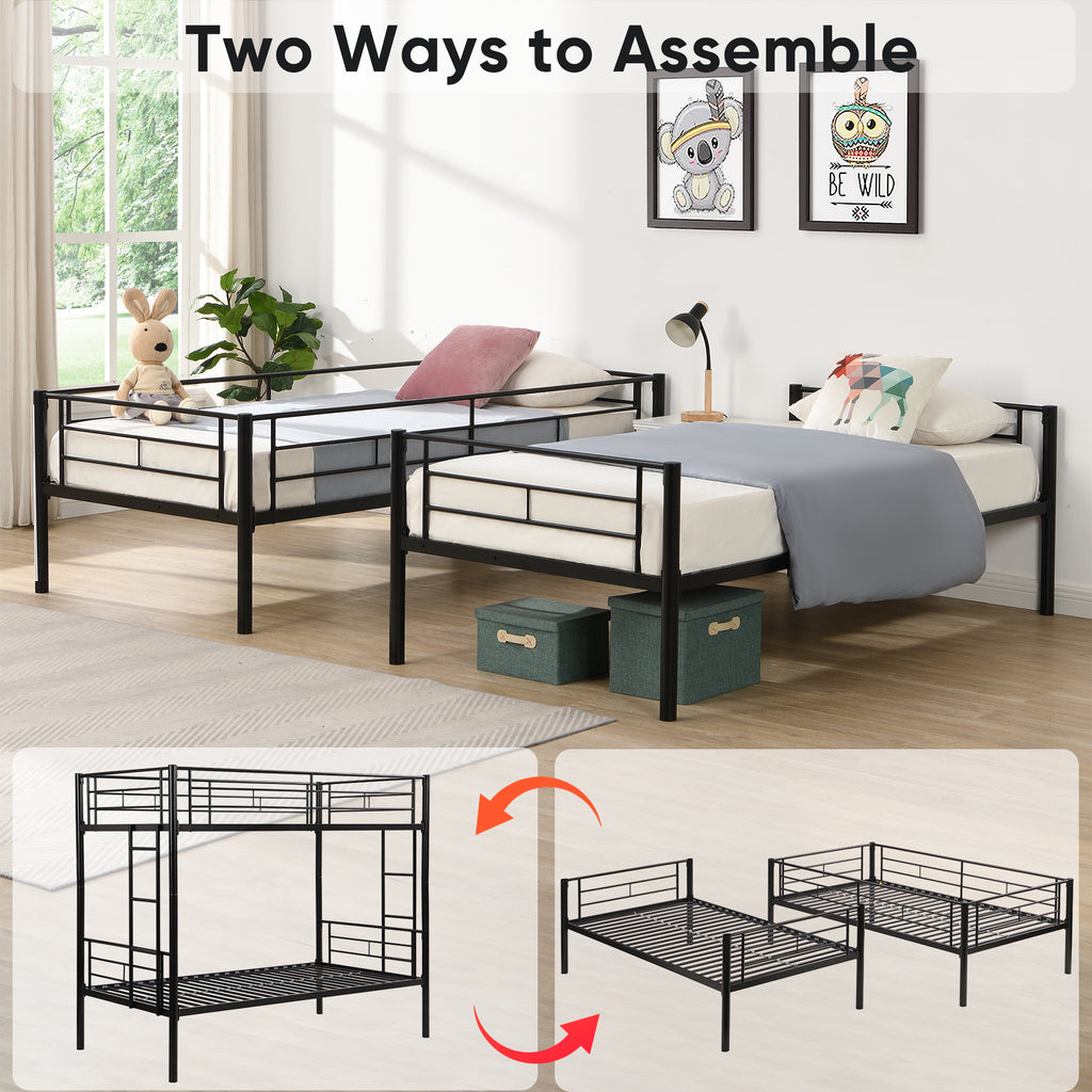 Twin Over Twin Metal Bunk Bed with Trundle