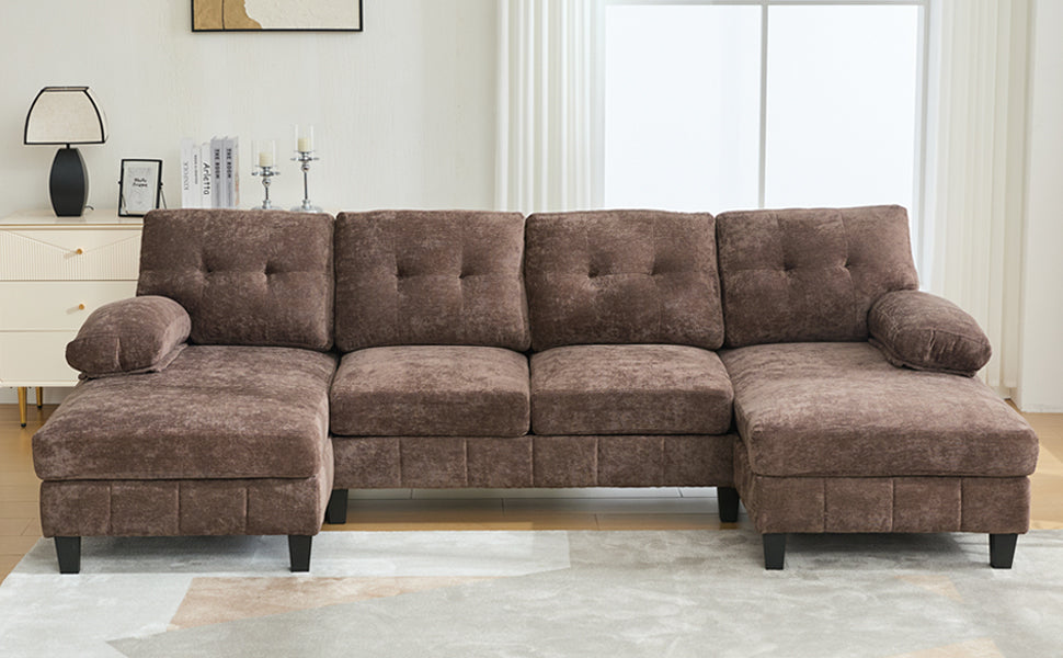 U-Shaped Sectional Sofa 103.5" Chenille Fabric Couch