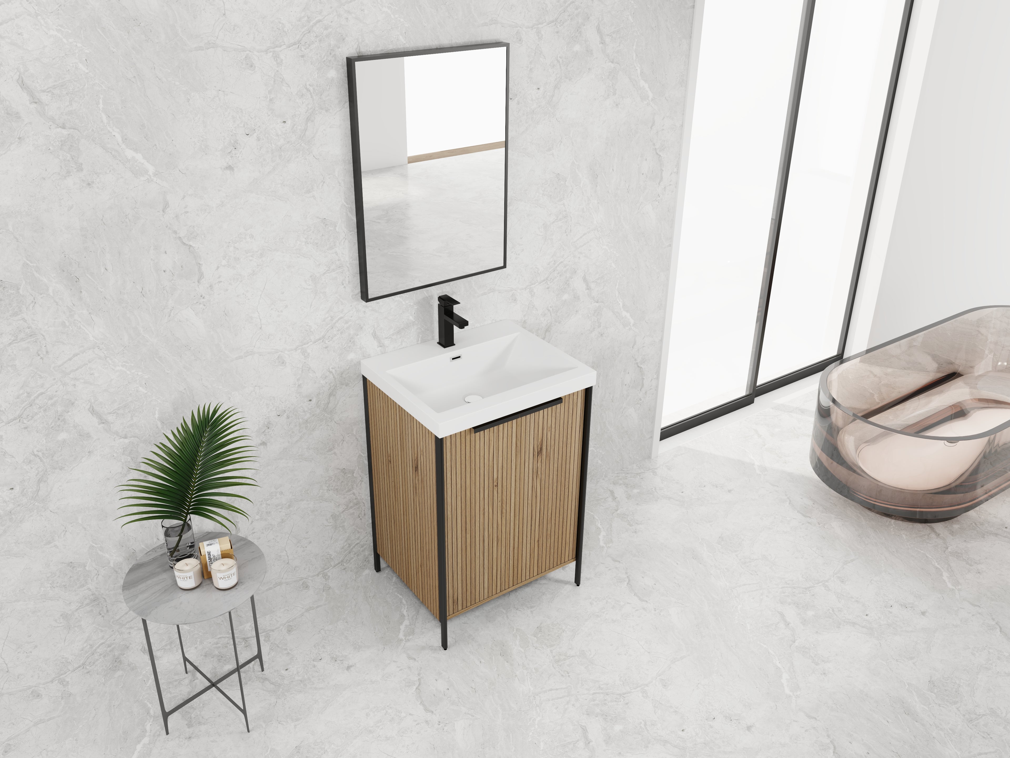 24" Freestanding Bathroom Vanity with Resin Sink