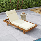 Lounge Chaise Set With Headrest - Acacia Wood & Water-Resistant Cushions