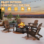 Folding HDPE Adirondack Chair with Cup Holder - Brown