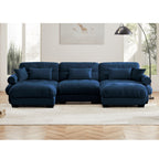 U Shape Modular Sectional Sofa Couch with Two Movable Ottomans