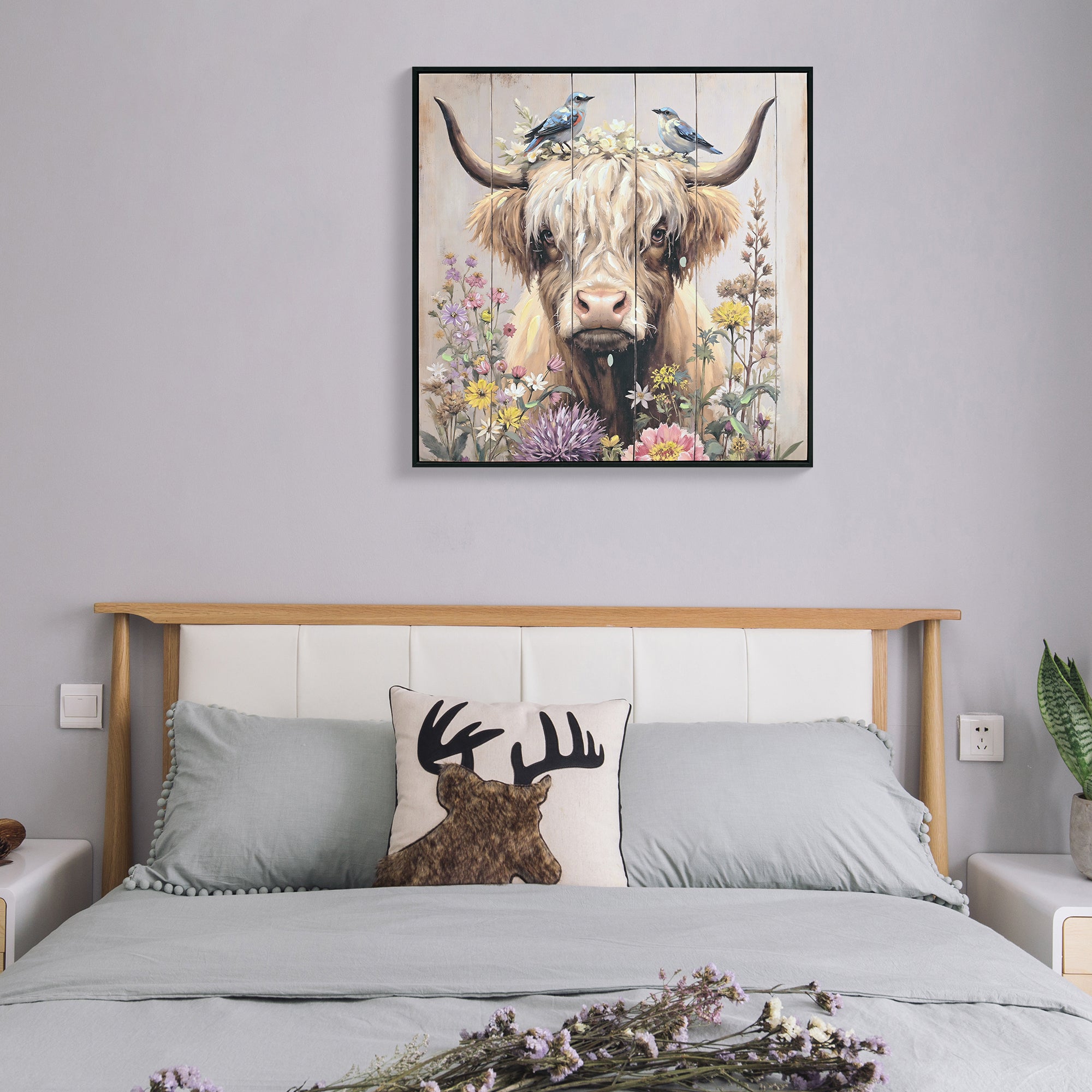 Farmhouse Highland Cow Wall Decor in Neutral Colour
