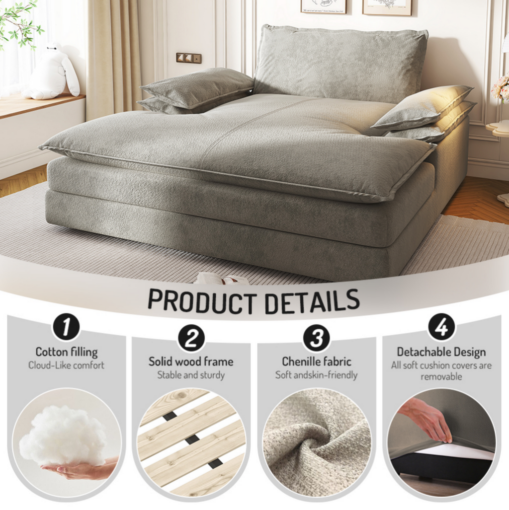 Modern Oversized Double Chaise Lounge Chair