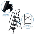 4 Step Ladder, Folding Step Stool with Wide Anti-Slip Pedal