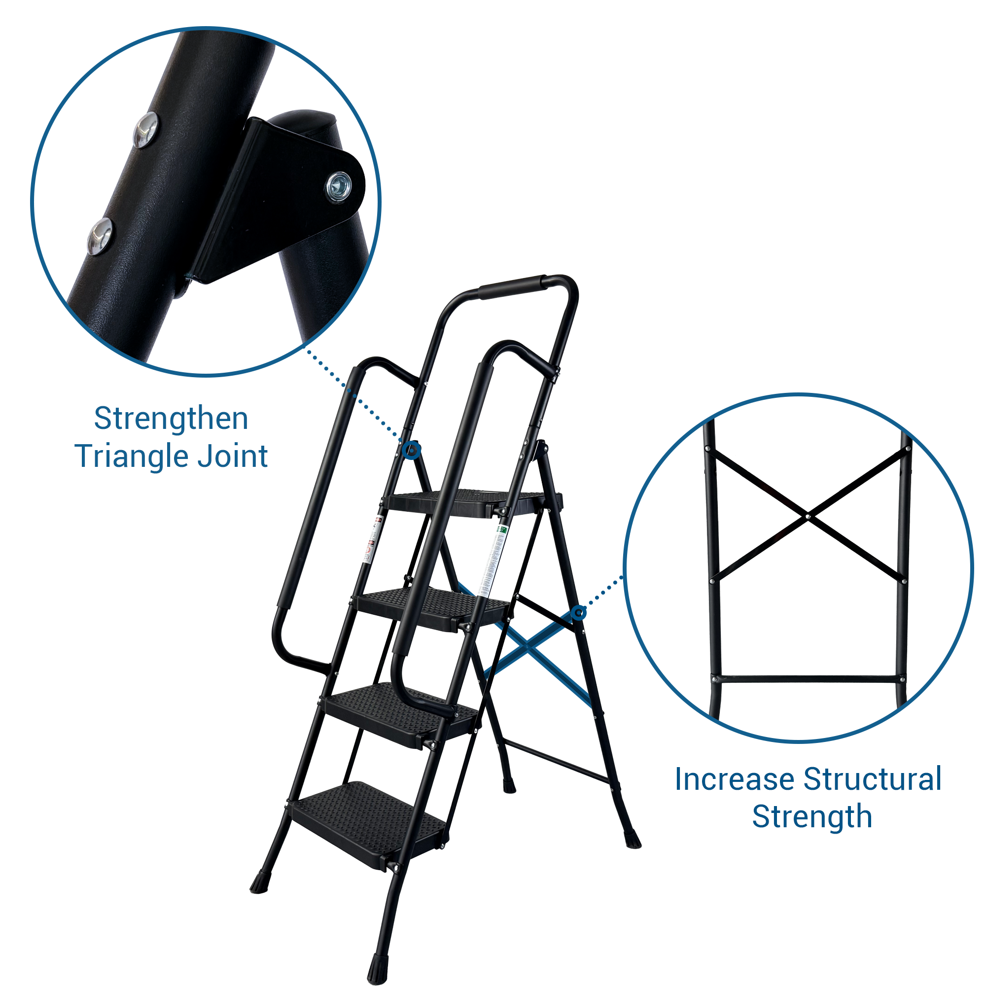 4 Step Ladder, Folding Step Stool with Wide Anti-Slip Pedal