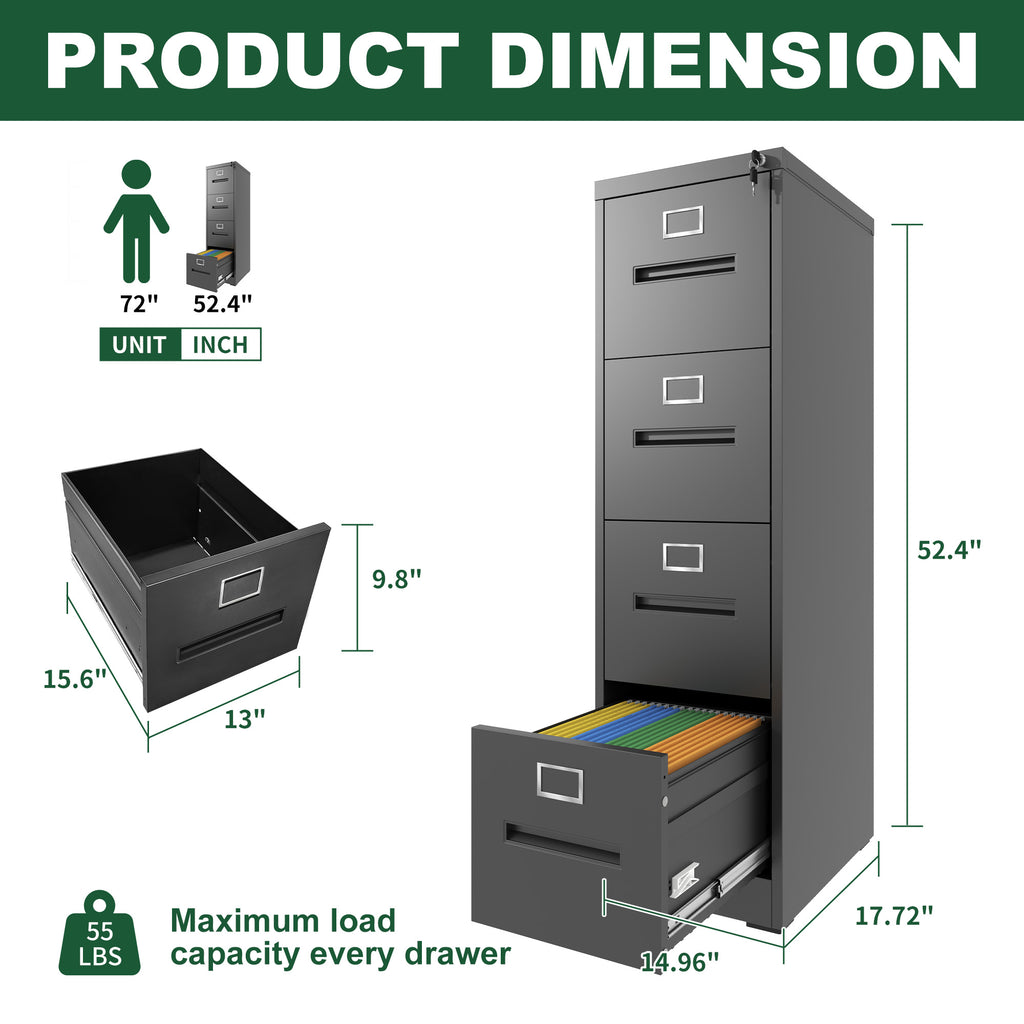 4 Drawer File Cabinet with Lock